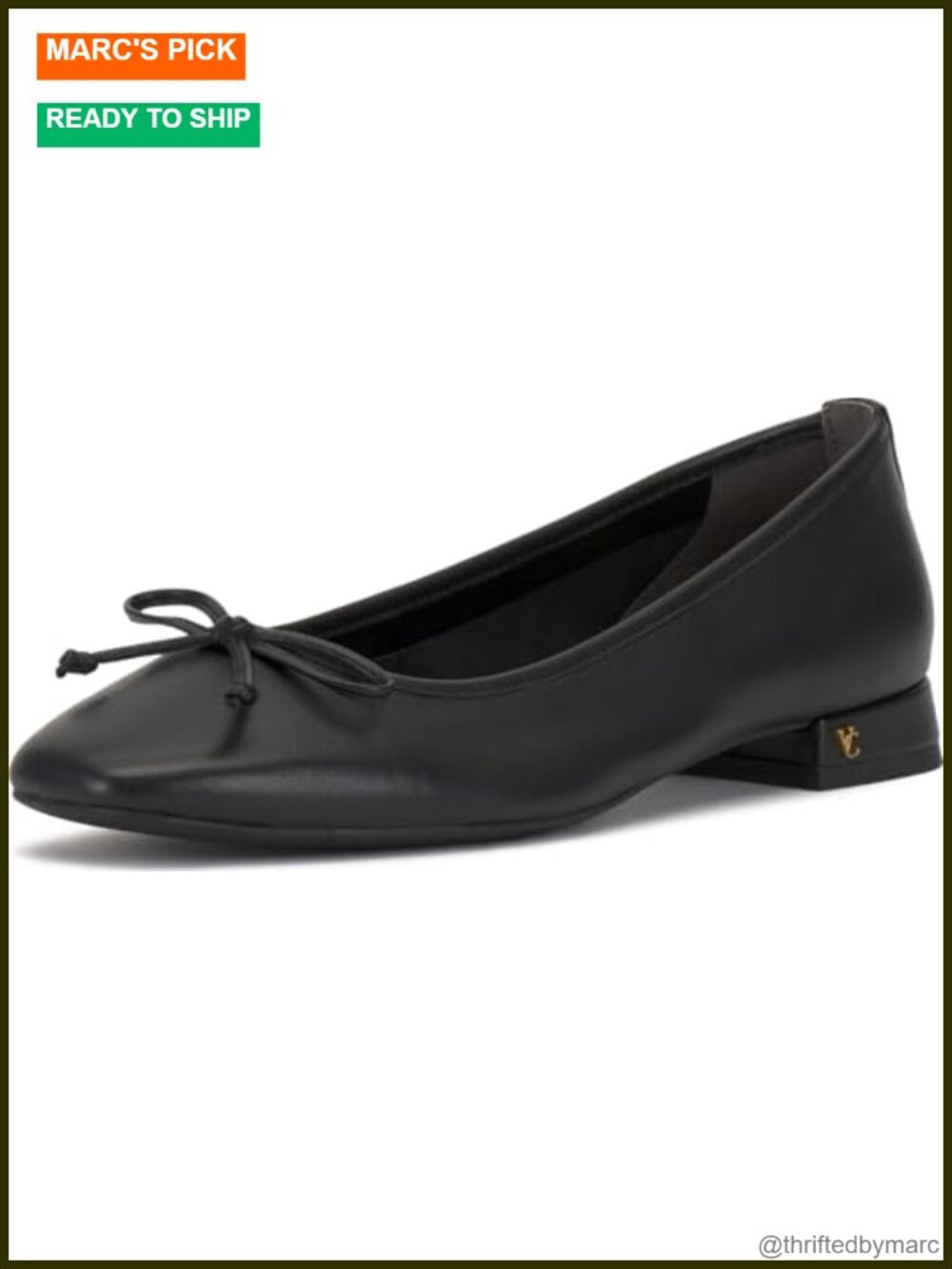 Vince Camuto Jenlea Leather Block Heel Ballet Flats Slip On